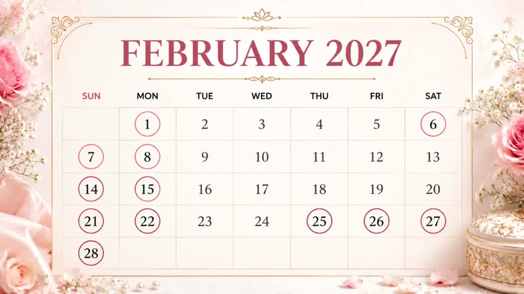 Marriage dates in 2027 in the month of February