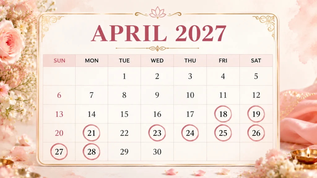 Marriage dates in 2027 in the month of april