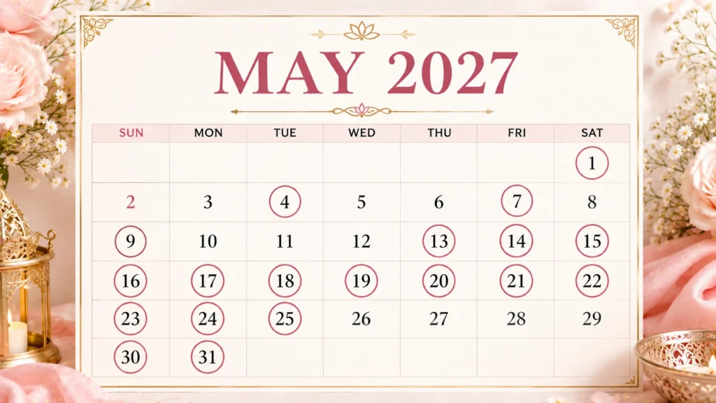 auspicious Marriage dates in may 2027