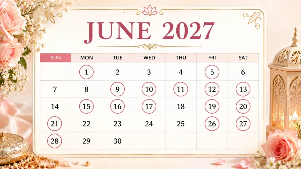 Shubh Vivah Muhurats June month of 2027