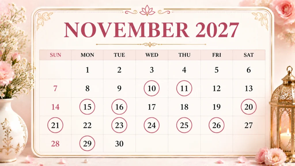 Shubh Vivah Muhurats November month of 2027